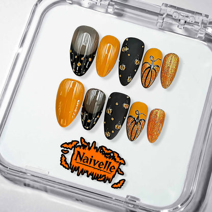 NaivellePressOnNailsShortOrange-Halloween-S81