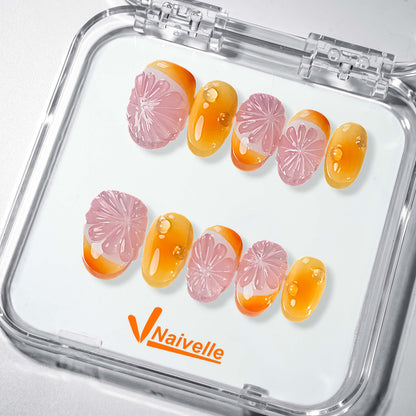 NaivellePressOnNailsShortOrange-Party-S29