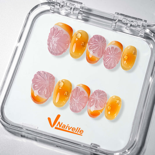 NaivellePressOnNailsShortOrange-Party-S29