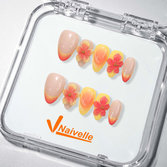 NaivellePressOnNailsShortOrange-Summer-S59