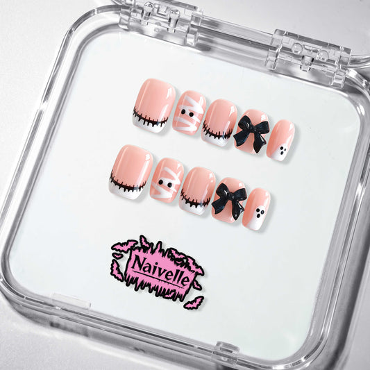 NaivellePressOnNailsShortPink-Halloween-S94