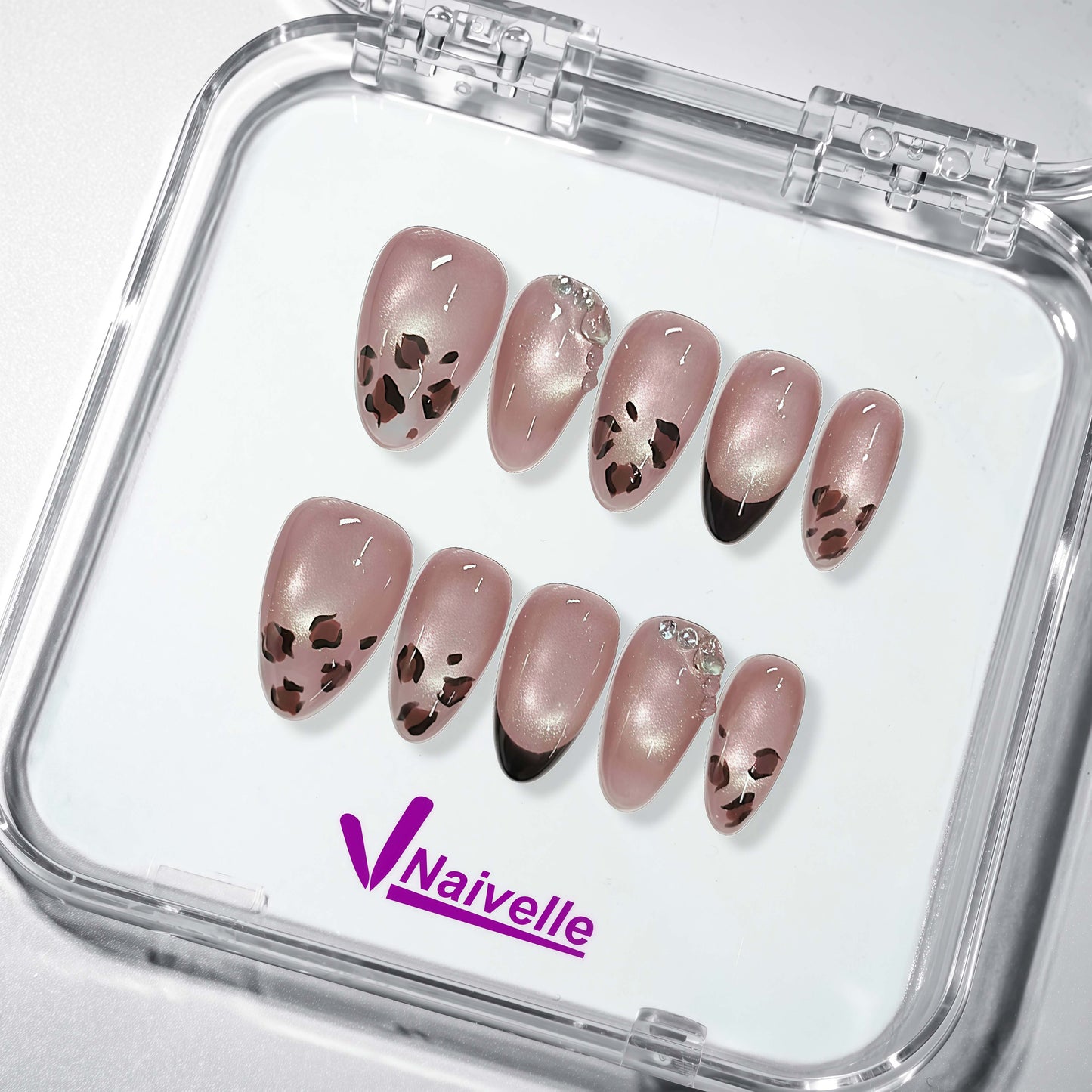 Naivelle Press On Nails Short Pink-Polka Dots-S120