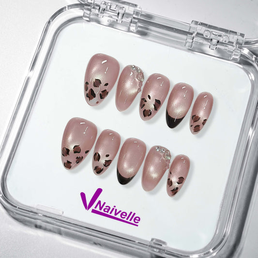 Naivelle Press On Nails Short Pink-Polka Dots-S120