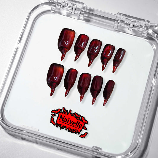 NaivellePressOnNailsShortRed-Halloween-S108