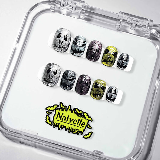 NaivellePressOnNailsShortSilver-Halloween-S73
