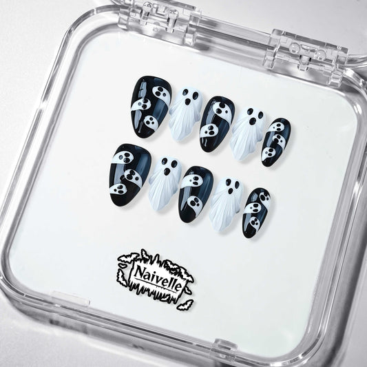 NaivellePressOnNailsShortWhite-Halloween-S103