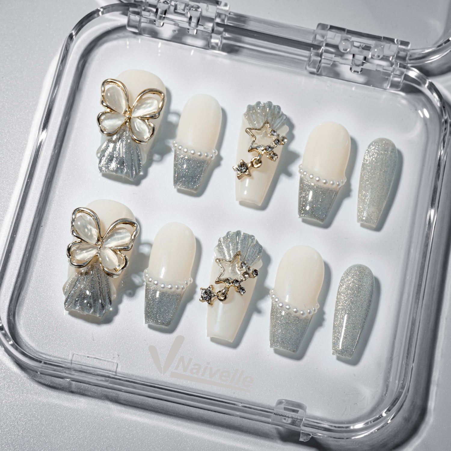 Naivelle Press On Nails Middle Grey-3Dnails-152