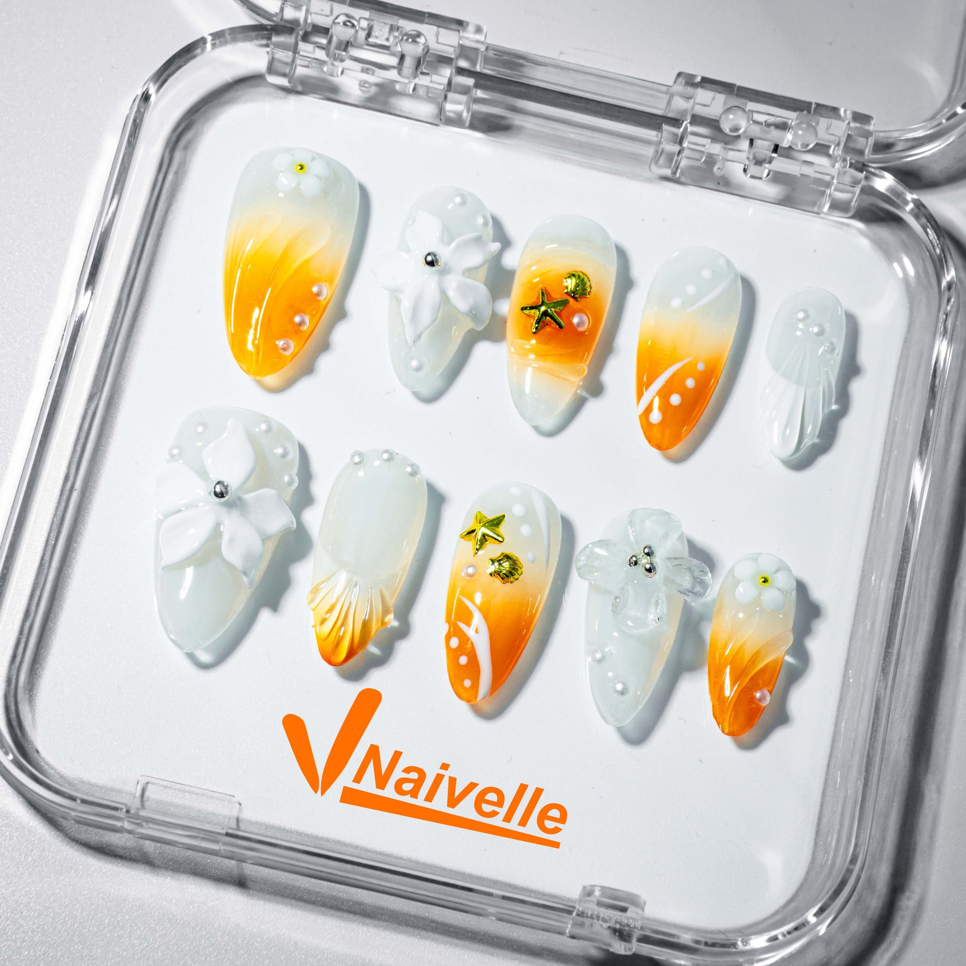 Naivelle Press On Nails Middle Orange-FallNails-A2099