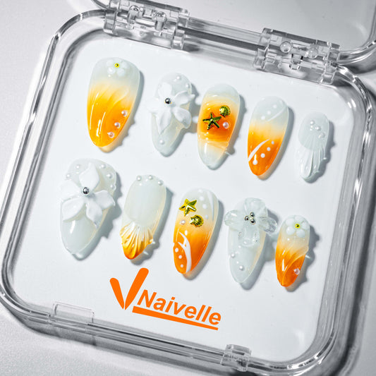 Naivelle Press On Nails Middle Orange-FallNails-A2099