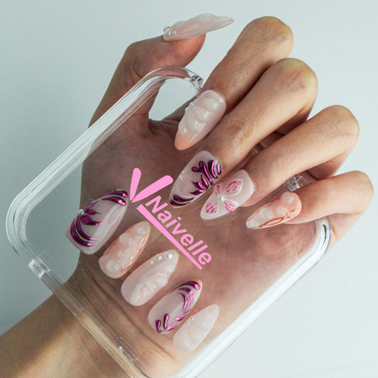 Naivelle_Press_On_Nails_Middle_Pink-Wedding_Ready-A2396_Hands-on