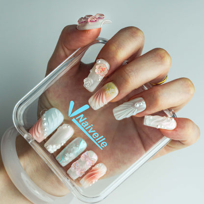 Naivelle Press On Nails Middle Rainbow-3Dnails-A2183 Hands-on