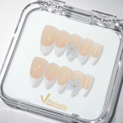 Naivelle Press On Nails Middle White-Party-S138