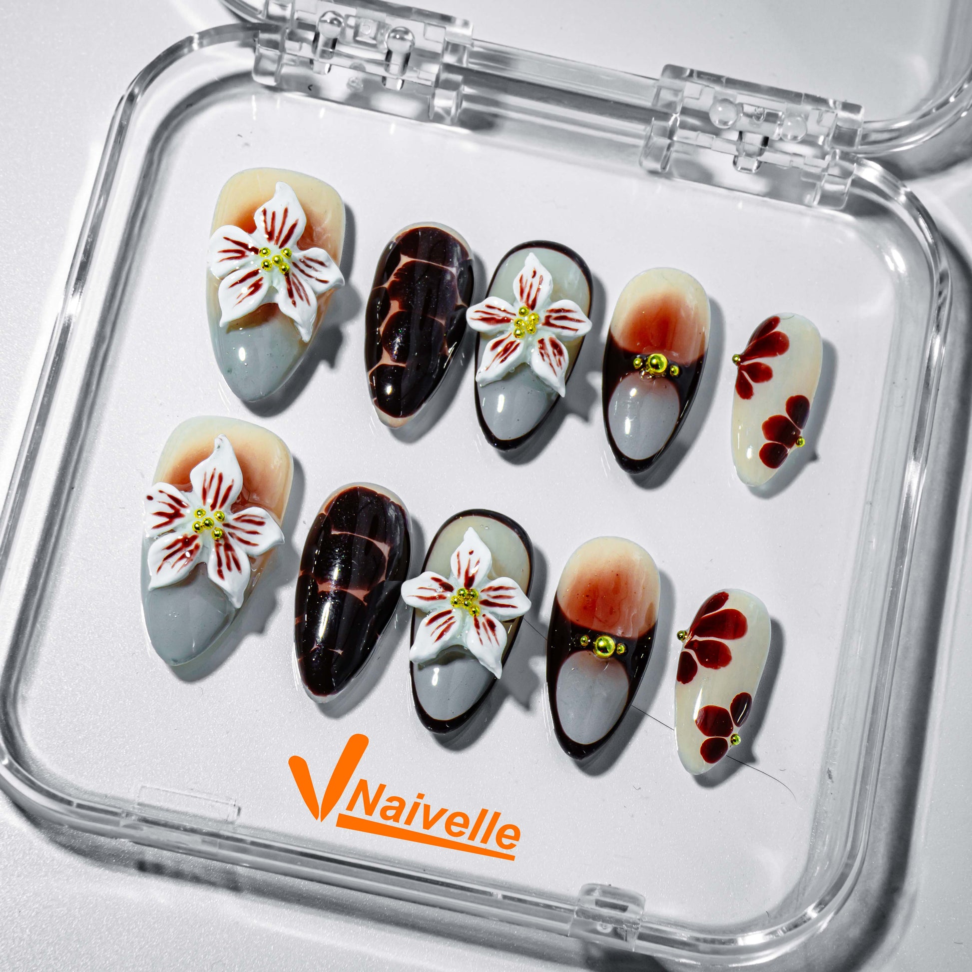 Naivelle Press On Nails Short Brown-FallNails-S4