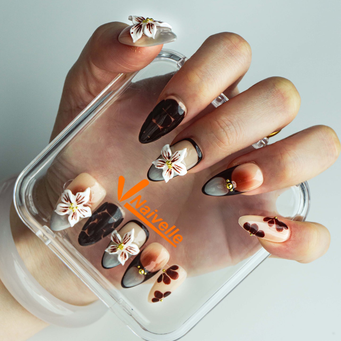 Naivelle Press On Nails Short Brown-Fall Nails-S4 Hands-on