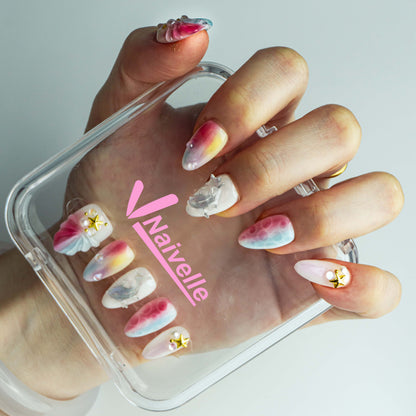 Naivelle Press On Nails Short Rainbow-3Dnails-A1960 Hands-on
